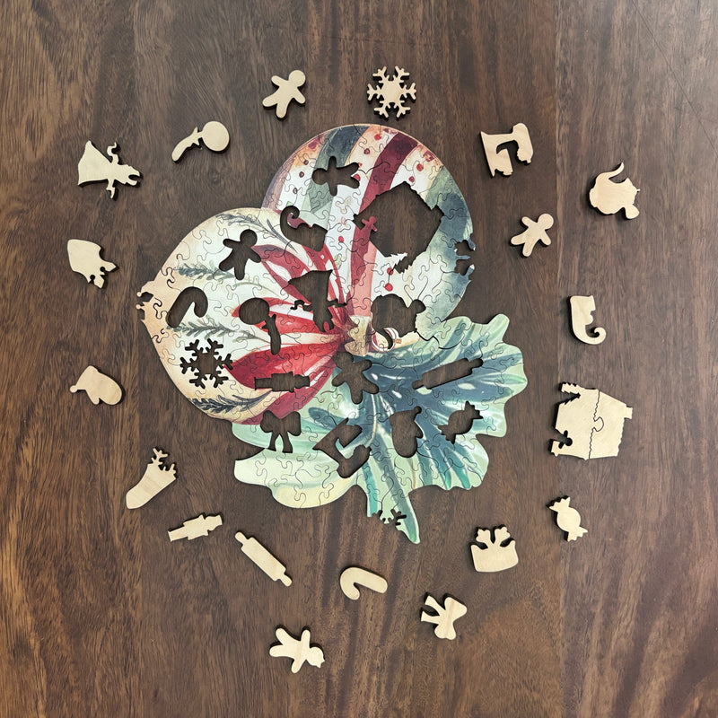 whimsical pieces in ornaments wooden jigsaw puzzle Set - Liminal Puzzle Co