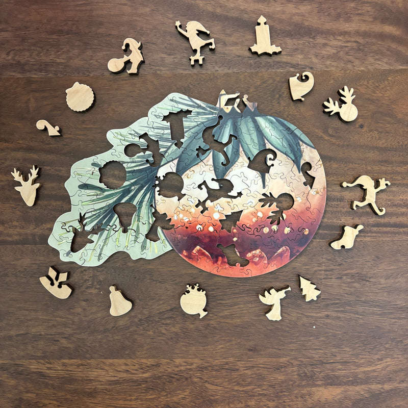 Christmas Ornaments Wooden Puzzle - Set of 3 - Liminal Puzzle Co