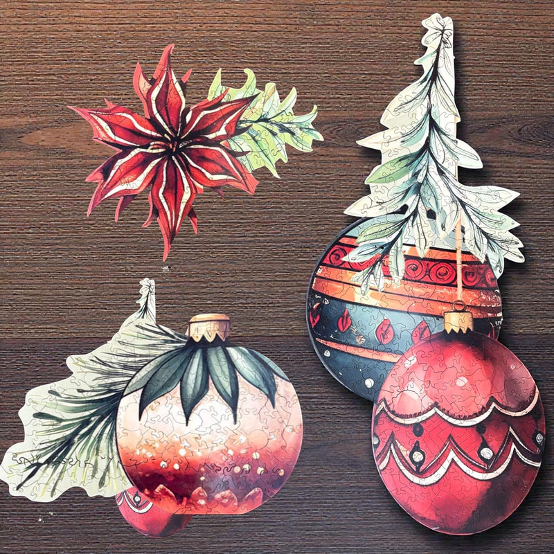 Christmas Ornaments Wooden Puzzle - Set of 3 - Liminal Puzzle Co