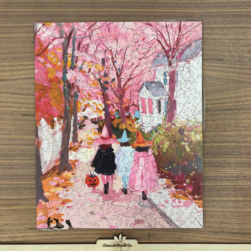 Pink Halloween (310 Pieces) | Halloween Wooden Puzzle - Liminal Puzzle Co