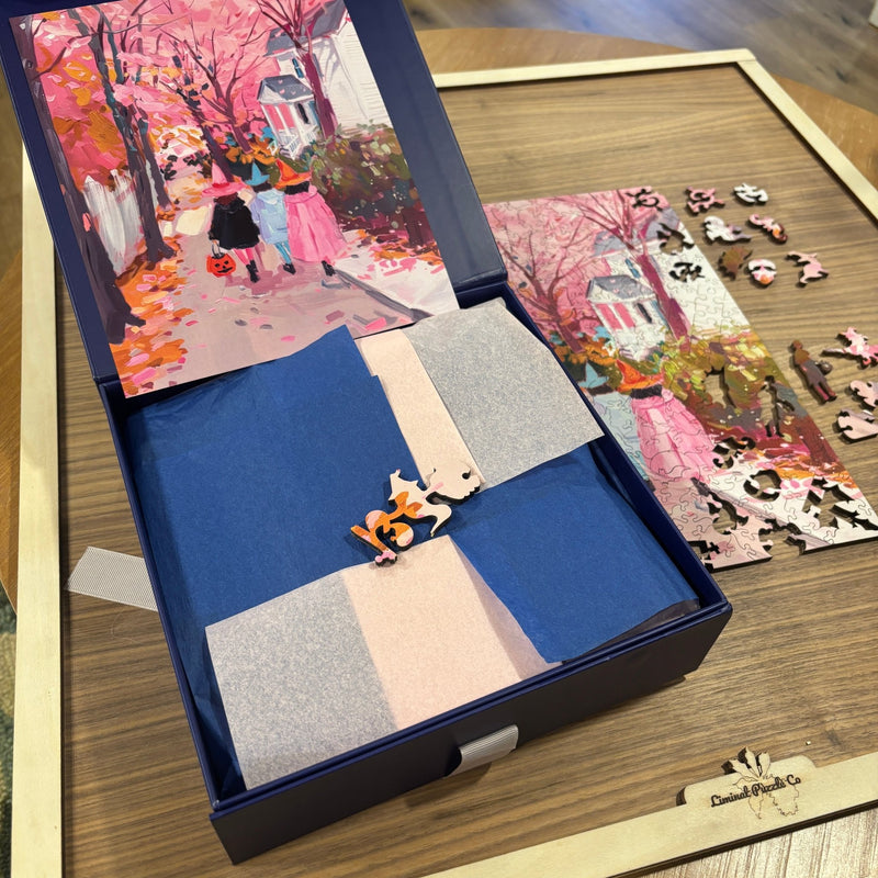 Pink Halloween (310 Pieces) | Halloween Wooden Puzzle - Liminal Puzzle Co