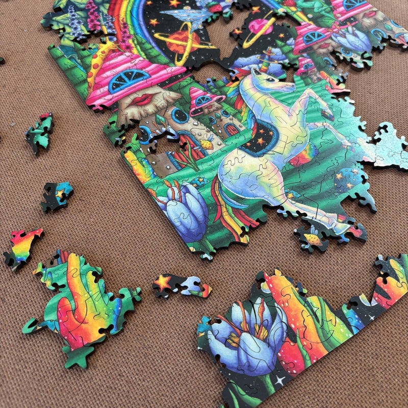 The Unicorn's Paradise (298 Pieces) | Unicorn Wooden Puzzle - Liminal Puzzle Co