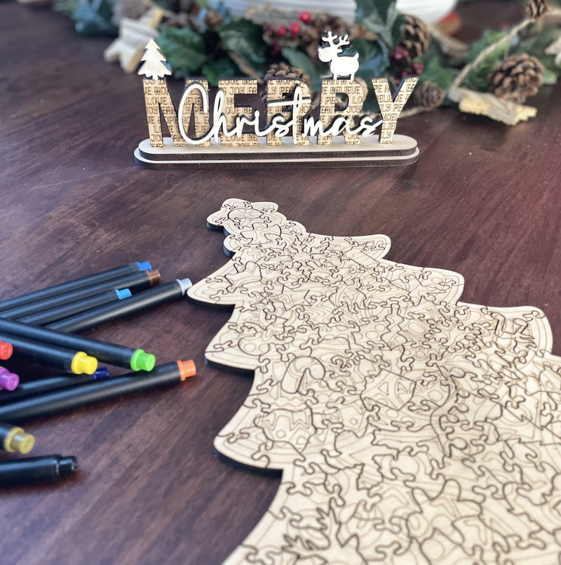 Christmas Tree Adult Coloring Puzzle - Liminal Puzzle Co