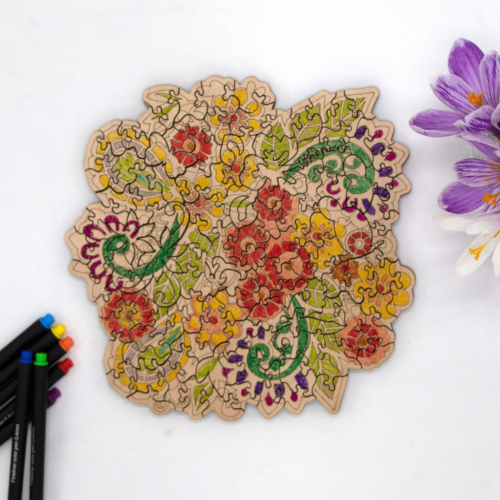 Flowers Adult Coloring Puzzle - Liminal Puzzle Co