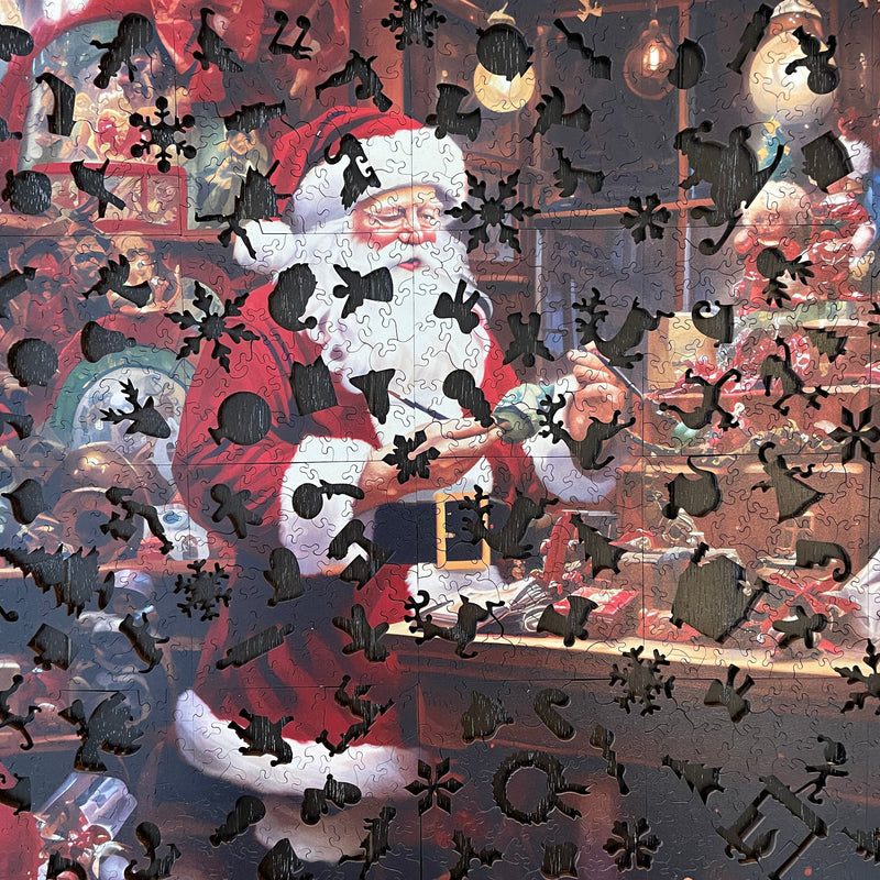 whimsical pieces in "Santa's Workshop" Wooden Advent Puzzle - Liminal Puzzle CoCo